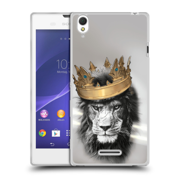 Силиконовый чехол на Sony Xperia T3 с принтом Лев с короной