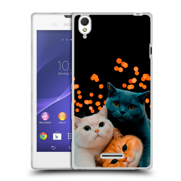 Силиконовый чехол на Sony Xperia T3 с принтом Кошки