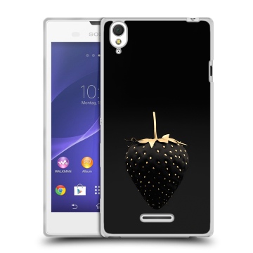 Силиконовый чехол на Sony Xperia T3 с принтом Черная клубника