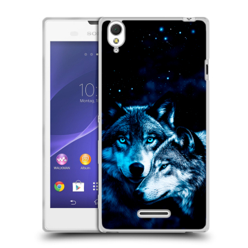 Силиконовый чехол на Sony Xperia T3 с принтом Волки