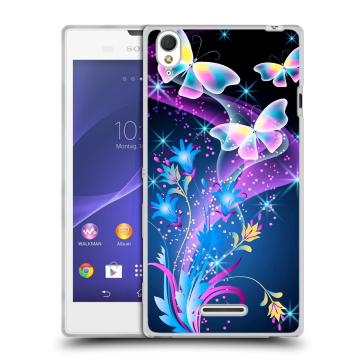Силиконовый чехол на Sony Xperia T3 с принтом Бабочки Силиконовый чехол на Sony Xperia T3 с принтом Бабочки
