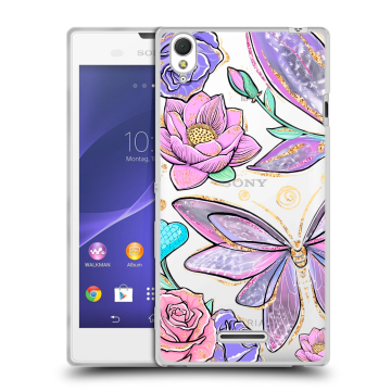 Силиконовый чехол на Sony Xperia T3 с принтом Бабочки и цветы Силиконовый чехол на Sony Xperia T3 с принтом Бабочки и цветы