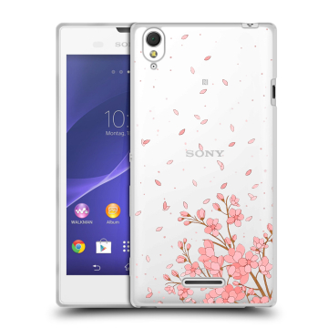 Силиконовый чехол на Sony Xperia T3 с принтом Ветка сакуры Силиконовый чехол на Sony Xperia T3 с принтом Ветка сакуры