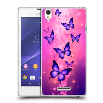 Силиконовый чехол на Sony Xperia T3 с принтом Бабочки Силиконовый чехол на Sony Xperia T3 с принтом Бабочки