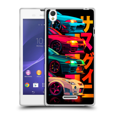 Силиконовый чехол на Sony Xperia T3 с принтом Гоночные машины Силиконовый чехол на Sony Xperia T3 с принтом Гоночные машины