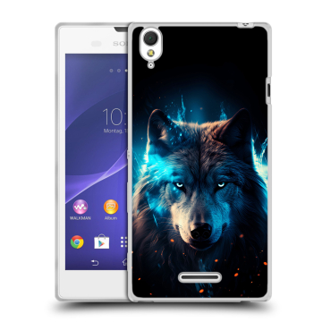 Силиконовый чехол на Sony Xperia T3 с принтом Волк ночной