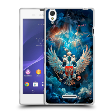Силиконовый чехол на Sony Xperia T3 с принтом Герб флаг России Силиконовый чехол на Sony Xperia T3 с принтом Герб флаг России