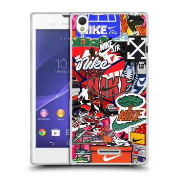 Силиконовый чехол на Sony Xperia T3 с принтом Найк Nike яркий Силиконовый чехол на Sony Xperia T3 с принтом Найк Nike яркий