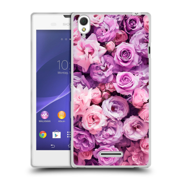 Силиконовый чехол на Sony Xperia T3 с принтом лавандовые розы Силиконовый чехол на Sony Xperia T3 с принтом лавандовые розы