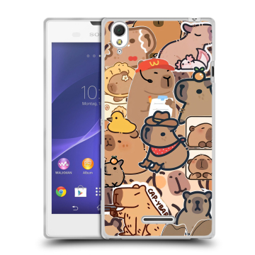 Силиконовый чехол на Sony Xperia T3 с принтом капибара Силиконовый чехол на Sony Xperia T3 с принтом капибара