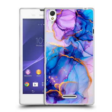 Силиконовый чехол на Sony Xperia T3 с принтом синий мрамор Силиконовый чехол на Sony Xperia T3 с принтом синий мрамор