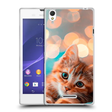 Силиконовый чехол на Sony Xperia T3 с принтом котик Силиконовый чехол на Sony Xperia T3 с принтом котик