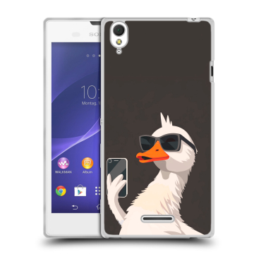 Силиконовый чехол на Sony Xperia T3 с принтом утка в очках Силиконовый чехол на Sony Xperia T3 с принтом утка в очках
