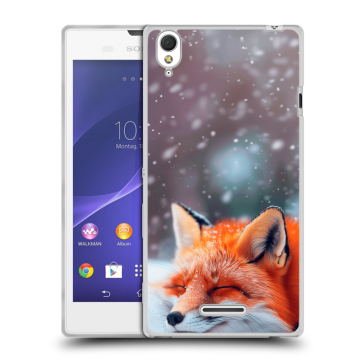 Силиконовый чехол на Sony Xperia T3 с принтом лиса Силиконовый чехол на Sony Xperia T3 с принтом лиса