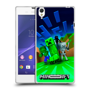 Силиконовый чехол на Sony Xperia T3 с принтом Майнкрафт