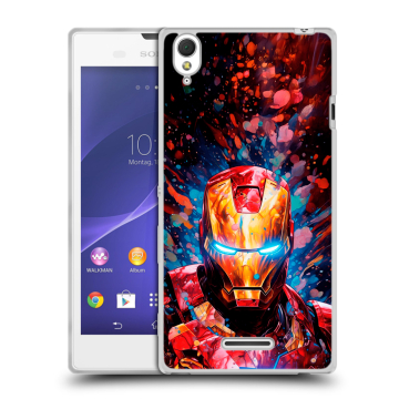 Силиконовый чехол на Sony Xperia T3 с принтом Железный человек Ironman Силиконовый чехол на Sony Xperia T3 с принтом Железный человек Ironman
