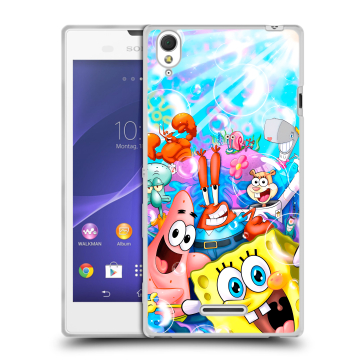 Силиконовый чехол на Sony Xperia T3 с принтом спанчбоб спанч боб