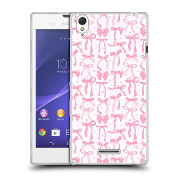 Силиконовый чехол на Sony Xperia T3 с принтом Розовые бантики Силиконовый чехол на Sony Xperia T3 с принтом Розовые бантики