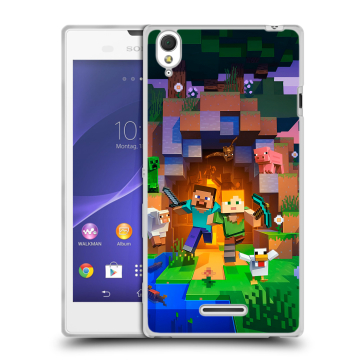 Силиконовый чехол на Sony Xperia T3 с принтом Майнкрафт Minecraft