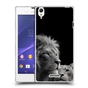 Силиконовый чехол на Sony Xperia T3 с принтом Лев кошки Силиконовый чехол на Sony Xperia T3 с принтом Лев кошки