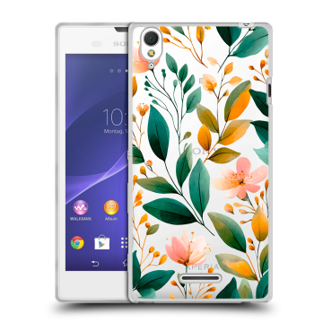 Силиконовый чехол на Sony Xperia T3 с принтом Цветы паттерн Силиконовый чехол на Sony Xperia T3 с принтом Цветы паттерн
