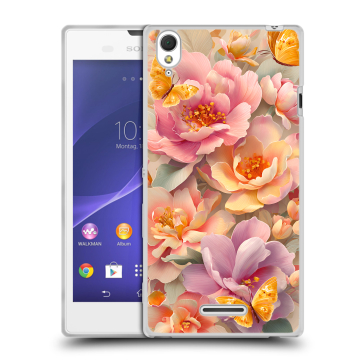 Силиконовый чехол на Sony Xperia T3 с принтом Цветы и бабочки Силиконовый чехол на Sony Xperia T3 с принтом Цветы и бабочки