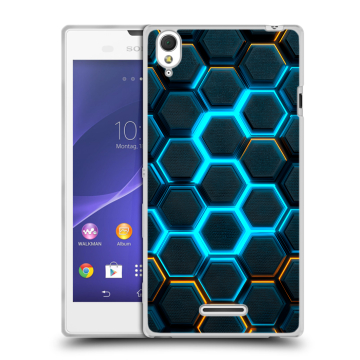 Силиконовый чехол на Sony Xperia T3 с принтом Неоновые соты Силиконовый чехол на Sony Xperia T3 с принтом Неоновые соты