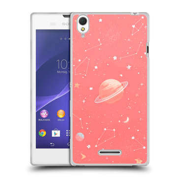 Силиконовый чехол на Sony Xperia T3 с принтом Розовый космос Силиконовый чехол на Sony Xperia T3 с принтом Розовый космос