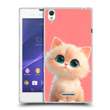 Силиконовый чехол на Sony Xperia T3 с принтом Розовый котенок Силиконовый чехол на Sony Xperia T3 с принтом Розовый котенок