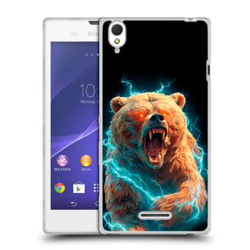 Силиконовый чехол на Sony Xperia T3 с принтом Медведь Силиконовый чехол на Sony Xperia T3 с принтом Медведь