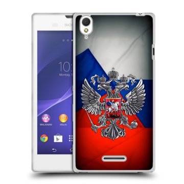 Силиконовый чехол на Sony Xperia T3 с принтом Флаг России