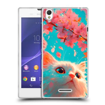 Силиконовый чехол на Sony Xperia T3 с принтом Красивый кот Силиконовый чехол на Sony Xperia T3 с принтом Красивый кот