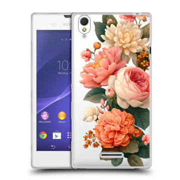 Силиконовый чехол на Sony Xperia T3 с принтом цветы Силиконовый чехол на Sony Xperia T3 с принтом цветы
