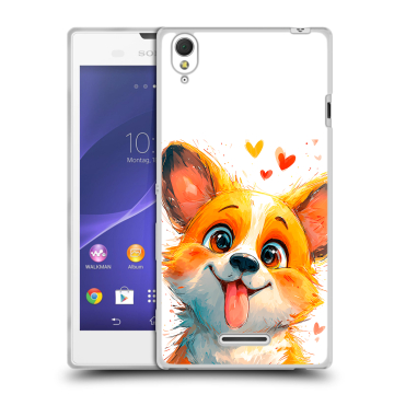 Силиконовый чехол на Sony Xperia T3 с принтом корги Силиконовый чехол на Sony Xperia T3 с принтом корги