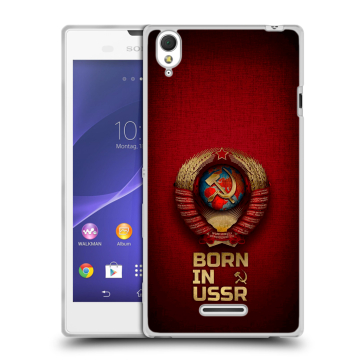 Силиконовый чехол на Sony Xperia T3 с принтом Флаг Герб СССР Силиконовый чехол на Sony Xperia T3 с принтом Флаг Герб СССР