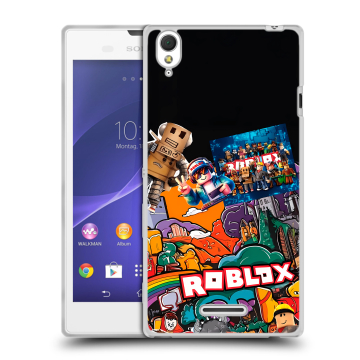 Силиконовый чехол на Sony Xperia T3 с принтом Roblox Роблокс