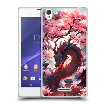 Силиконовый чехол на Sony Xperia T3 с принтом Дракон Японский Силиконовый чехол на Sony Xperia T3 с принтом Дракон Японский