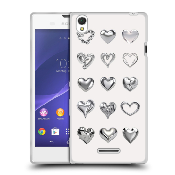 Силиконовый чехол на Sony Xperia T3 с принтом Y2K сердечки Силиконовый чехол на Sony Xperia T3 с принтом Y2K сердечки