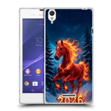 Силиконовый чехол на Sony Xperia T3 с принтом Новый год коня Силиконовый чехол на Sony Xperia T3 с принтом Новый год коня