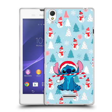 Силиконовый чехол на Sony Xperia T3 с принтом Стич Новый год