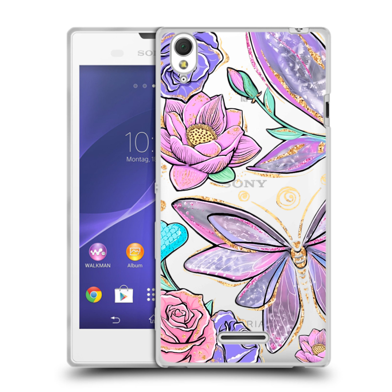Силиконовый чехол на Sony Xperia T3 с принтом Бабочки и цветы Силиконовый чехол на Sony Xperia T3 с принтом Бабочки и цветы
