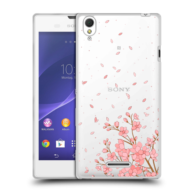 Силиконовый чехол на Sony Xperia T3 с принтом Ветка сакуры Силиконовый чехол на Sony Xperia T3 с принтом Ветка сакуры