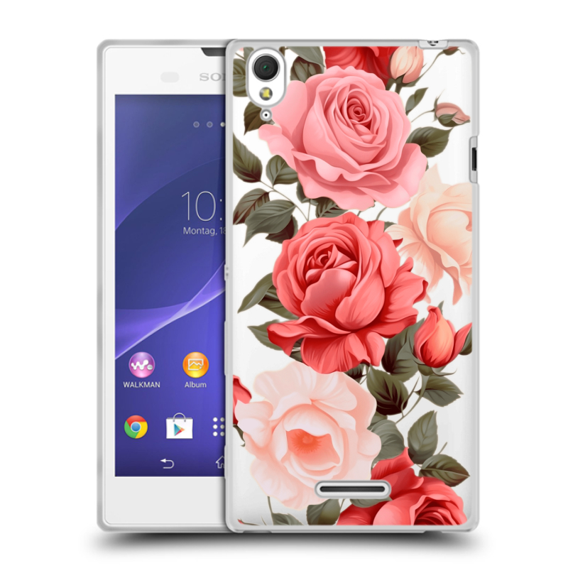 Силиконовый чехол на Sony Xperia T3 с принтом Розы Силиконовый чехол на Sony Xperia T3 с принтом Розы