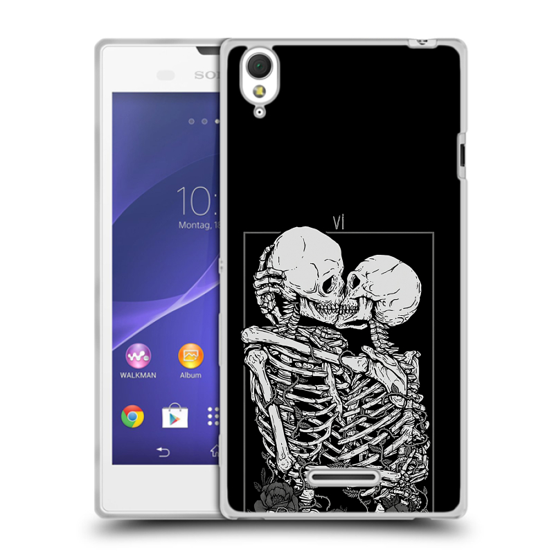 Силиконовый чехол на Sony Xperia T3 с принтом Поцелуй скелетов Силиконовый чехол на Sony Xperia T3 с принтом Поцелуй скелетов