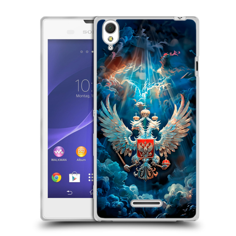 Силиконовый чехол на Sony Xperia T3 с принтом Герб флаг России Силиконовый чехол на Sony Xperia T3 с принтом Герб флаг России