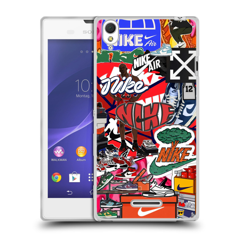 Силиконовый чехол на Sony Xperia T3 с принтом Найк Nike яркий Силиконовый чехол на Sony Xperia T3 с принтом Найк Nike яркий