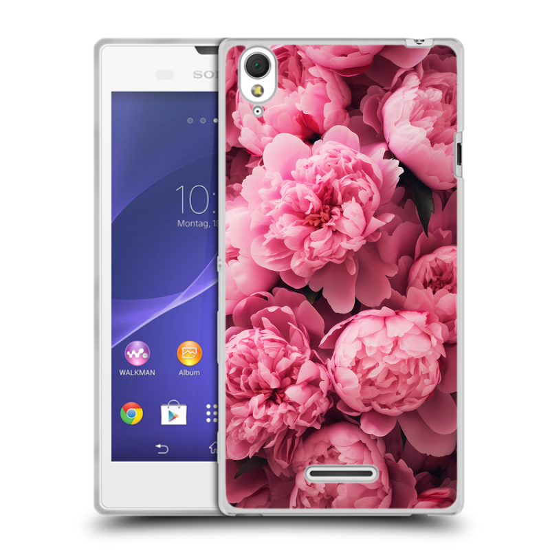 Силиконовый чехол на Sony Xperia T3 с принтом цветы пионы Силиконовый чехол на Sony Xperia T3 с принтом цветы пионы