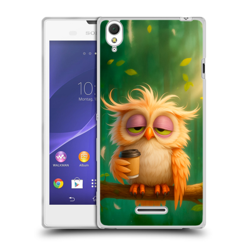 Силиконовый чехол на Sony Xperia T3 с принтом сова Силиконовый чехол на Sony Xperia T3 с принтом сова