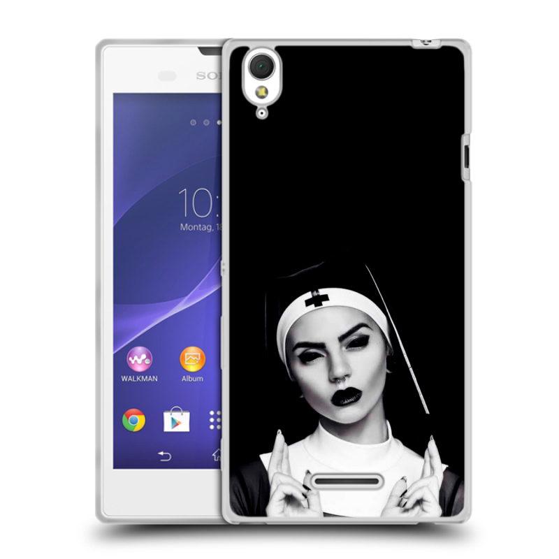 Силиконовый чехол на Sony Xperia T3 с принтом монашка Силиконовый чехол на Sony Xperia T3 с принтом монашка