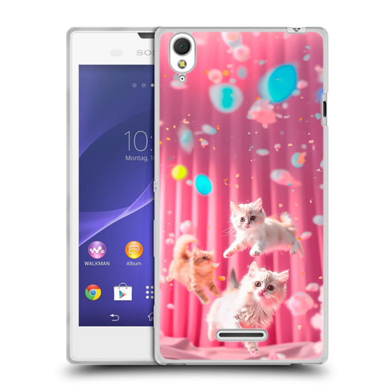 Силиконовый чехол на Sony Xperia T3 с принтом милые котики Силиконовый чехол на Sony Xperia T3 с принтом милые котики